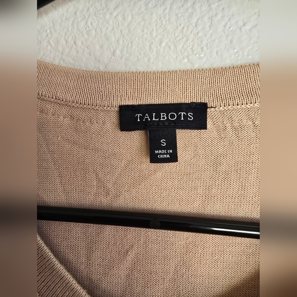 Talbots Tan Cardigan Sweater with Braided Trim - Picture 5 of 5